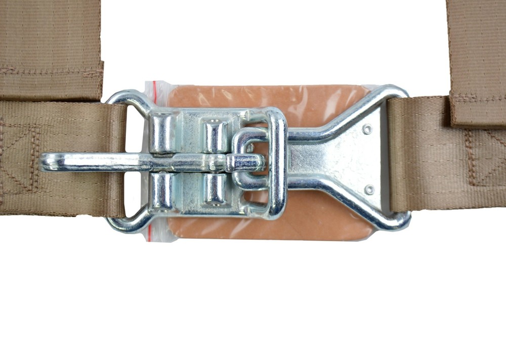 2" BUGGY HARNESS RACING SEAT BELT LATCH & LINK ROLL BAR MOUNT BOLT SADDLE / TAN