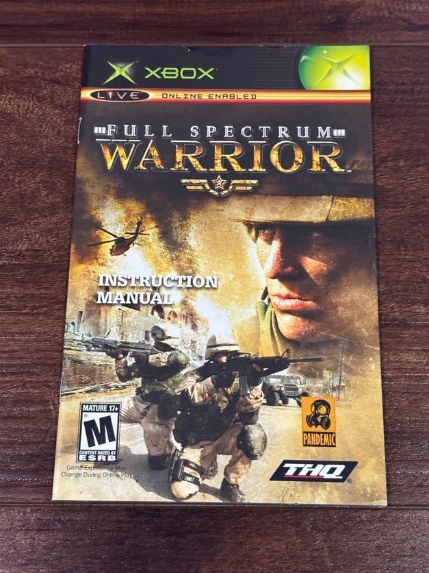 Full Spectrum Warrior XBOX Instruction Manual Only