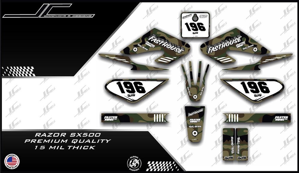 Razor MX500 MX650 graphics kit decals  THICK AND HIGH GLOSS .....