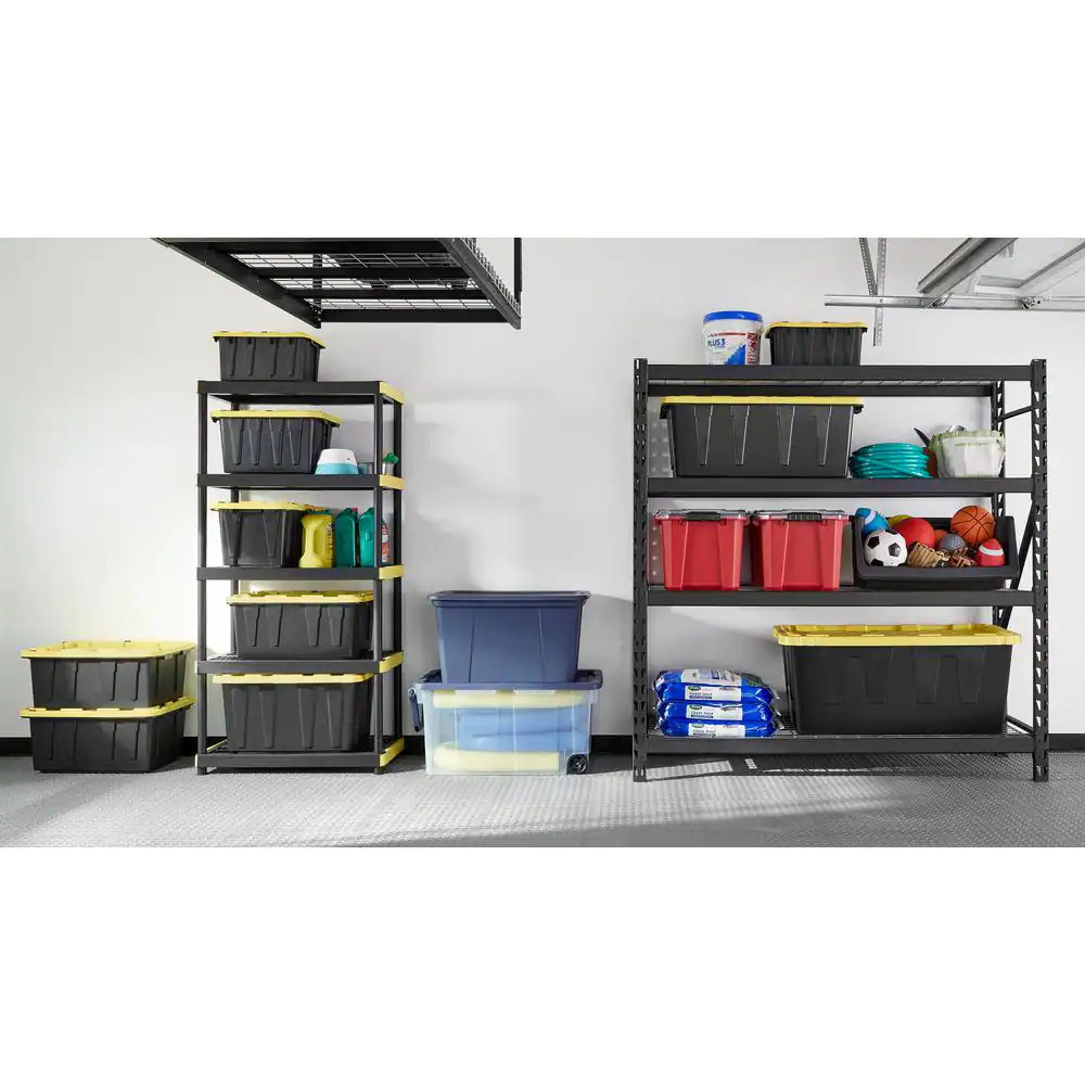5-Tier Easy Assembly Multi-Purpose Plastic Garage Storage Shelving Unit in Black