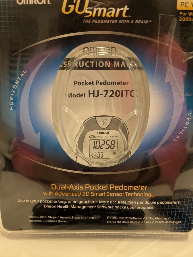 Omron Go Smart Dual-Axis Pocket Pedometer HJ-720ITC PC Version Open Box