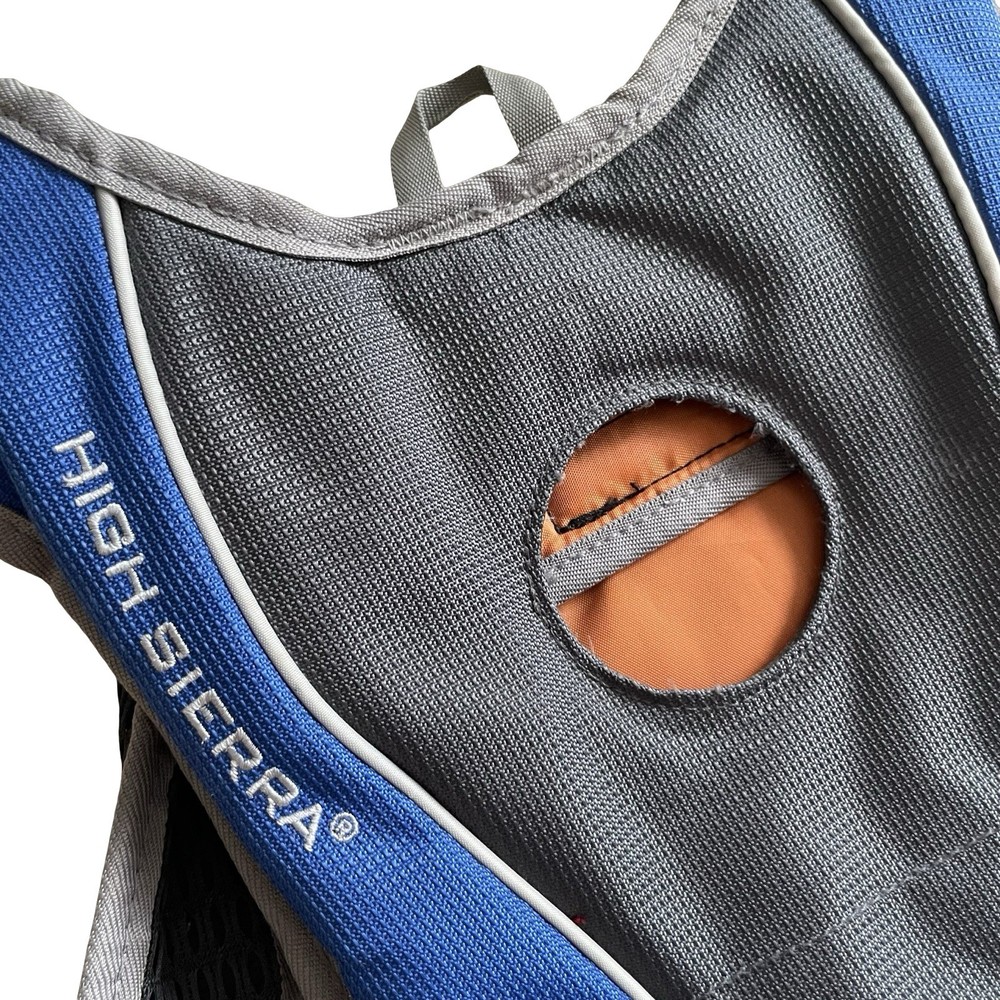 High Sierra Grey Blue Hydration Pack Nylon Hiking Adjustable No Water Pack