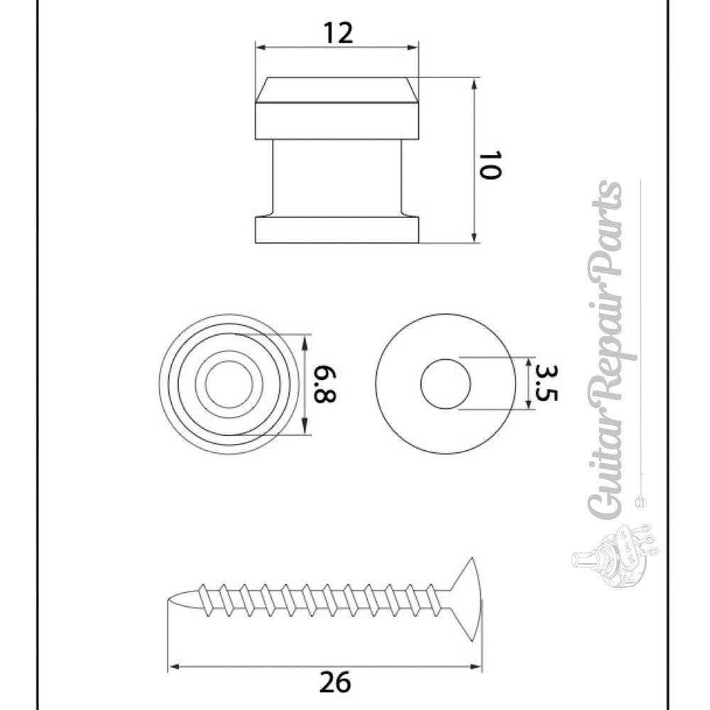 Grover Quick Release Strap Lock Strap Buttons - Gold