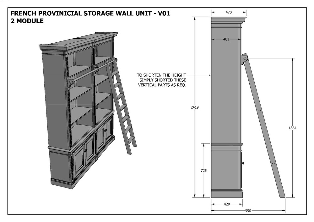 FRENCH PROVINCIAL WALL STORAGE UNIT 2 Module - Make Ur Own & SAVE - Full Plans