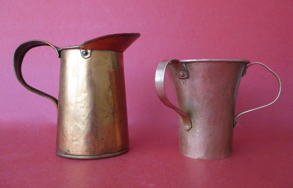 Antique Copper Planter & Antique Copper Pitcher