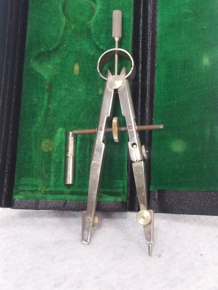 Tower of Germany Vintage Drafting Tools Compass In Hardside Case