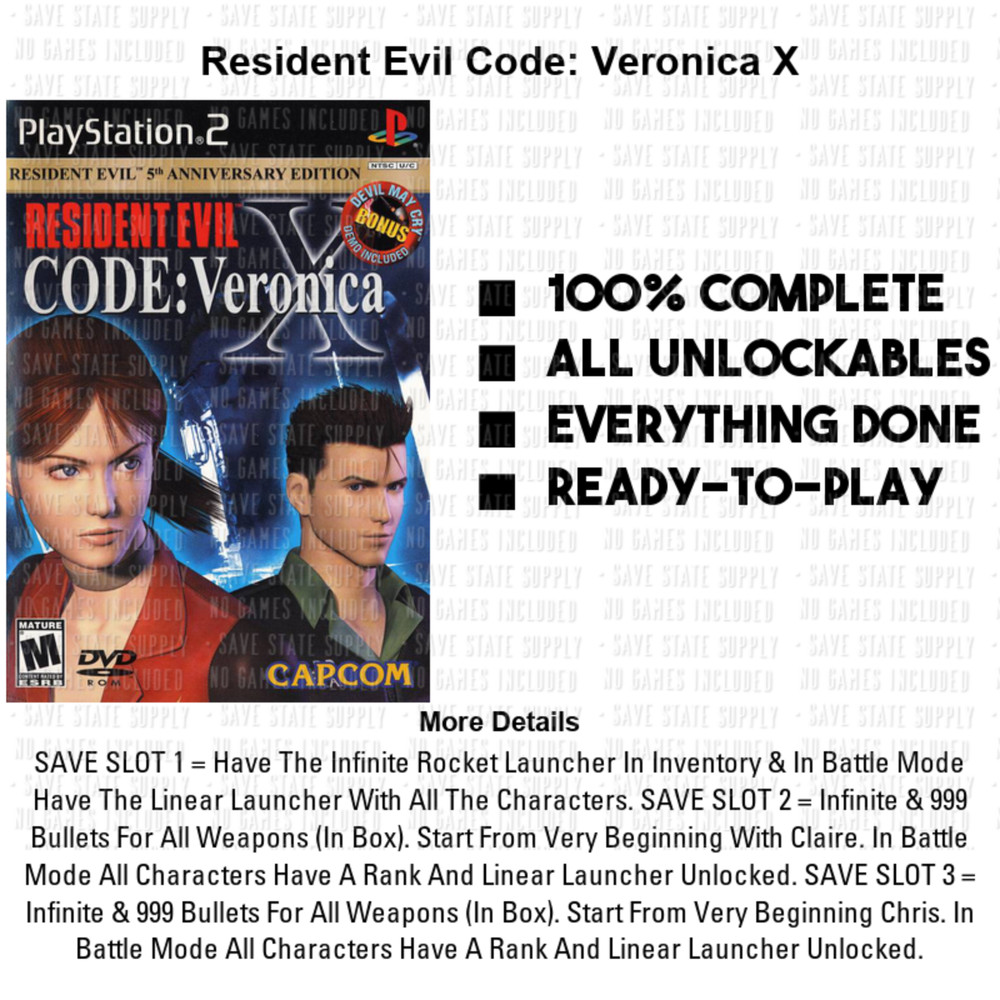 Resident Evil 2, 3, 4, 5, 6, OutBreak, Veronica PS2 PS3 Memory Card USB