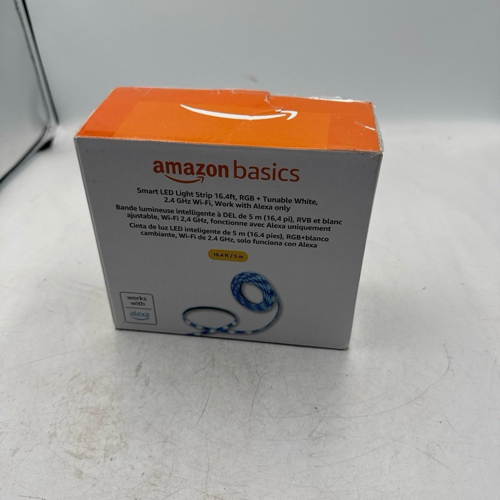 Amazon Basics Smart LED Light Strip 16.4ft RGB Tunable White Alexa No Hub