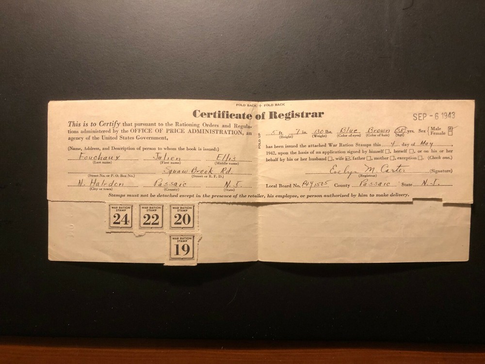 Rare WWII War Ration Book one: September 6, 1943