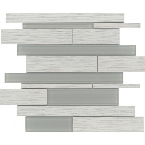 Classic Linear Blue Grey Mosaic Tile Backsplash Kitchen Wall