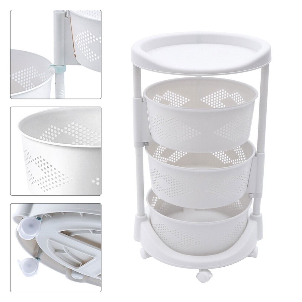 Multi-Layer Storage Shelves Kitchen Storage Cart Rotating Basket Vegetable Rack