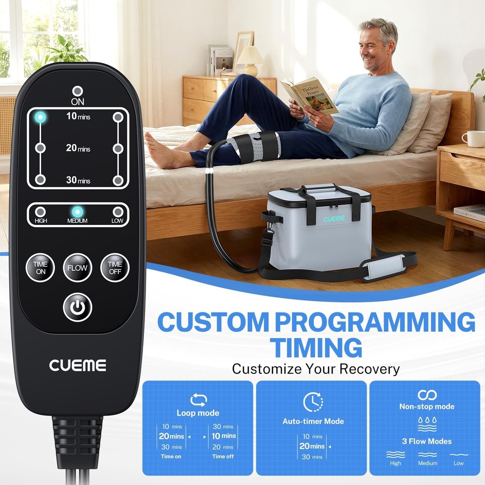 CUEME 20 QT Ice Machine for Knee After Surgery, Programmable Timer Cold Thera...