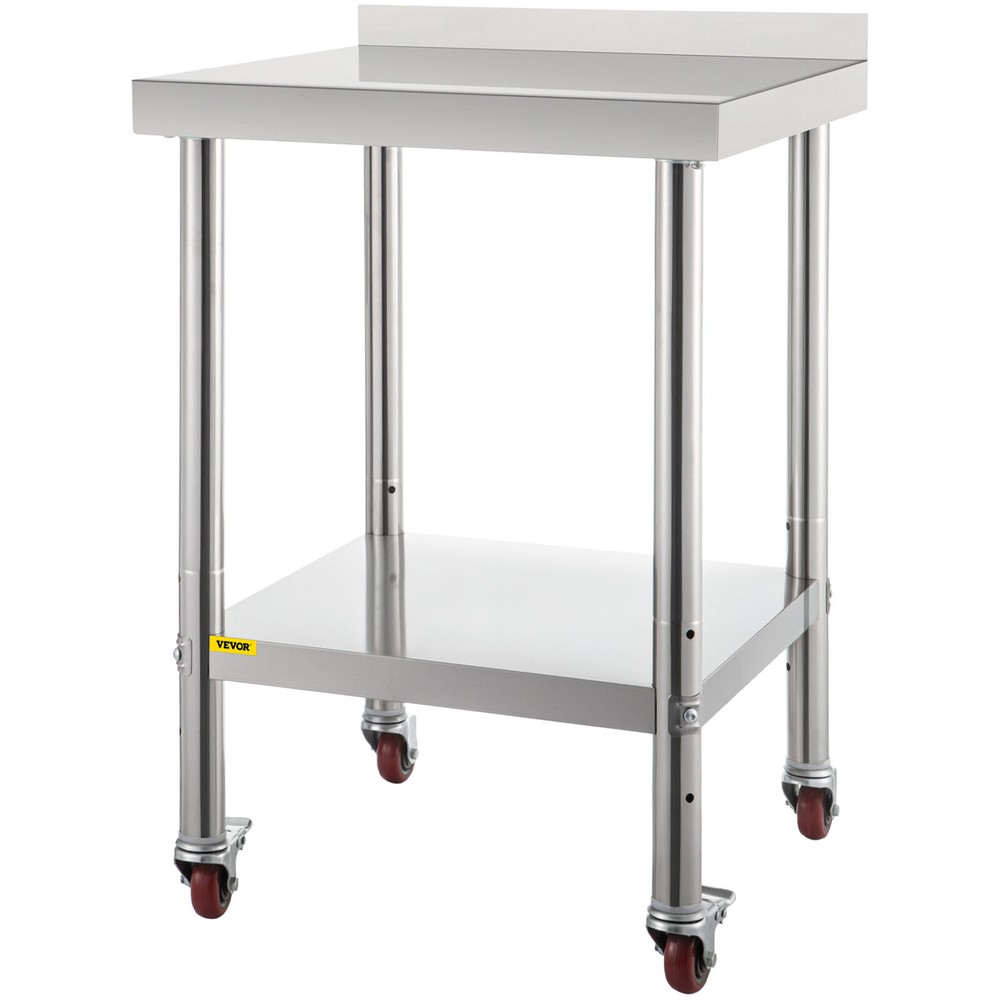 24" Stainless Steel Work Prep Tables Kitchen Work Tables with Backsplash