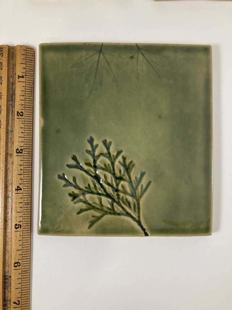 Studio Pottery Tiles Ceramic Green Nature Mosaic Leaf Leaves Tree, 2.5 - 5”