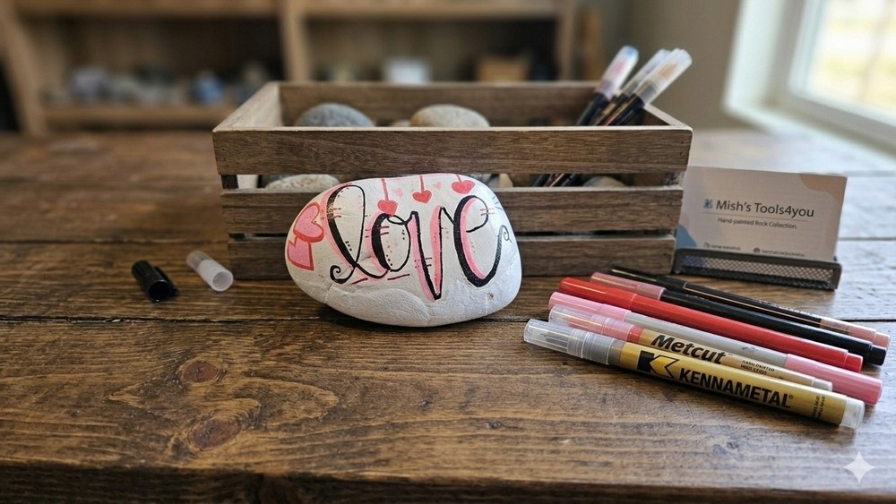 Love Hand-Painted Rock | Mish's Tools4you | Script Calligraphy | USA