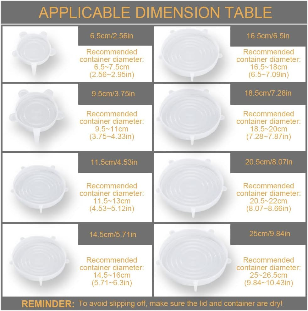 4 Pack Same Size Silicone Stretch Lids, Thicker Reusable Sturdy Silicone Contain