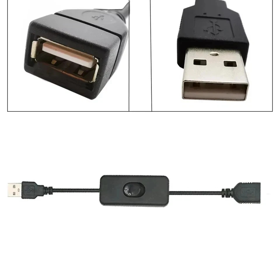 2PCS USB Cable with On Off Switch 30cm for Power and Data Transmission
