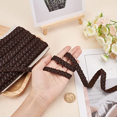 15 Yard Faux Leather Braid Trims Coconut Brown Flat Braid Strap Brown (Braid )
