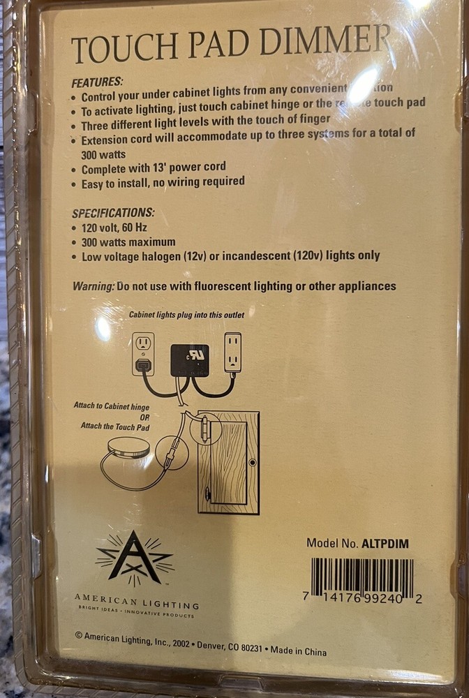 American Lighting Touch Pad Dimmer 2002