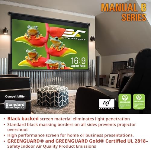 Manual B 125-INCH Manual Pull Down 125 INCH Projector Screen Black Case 1:1