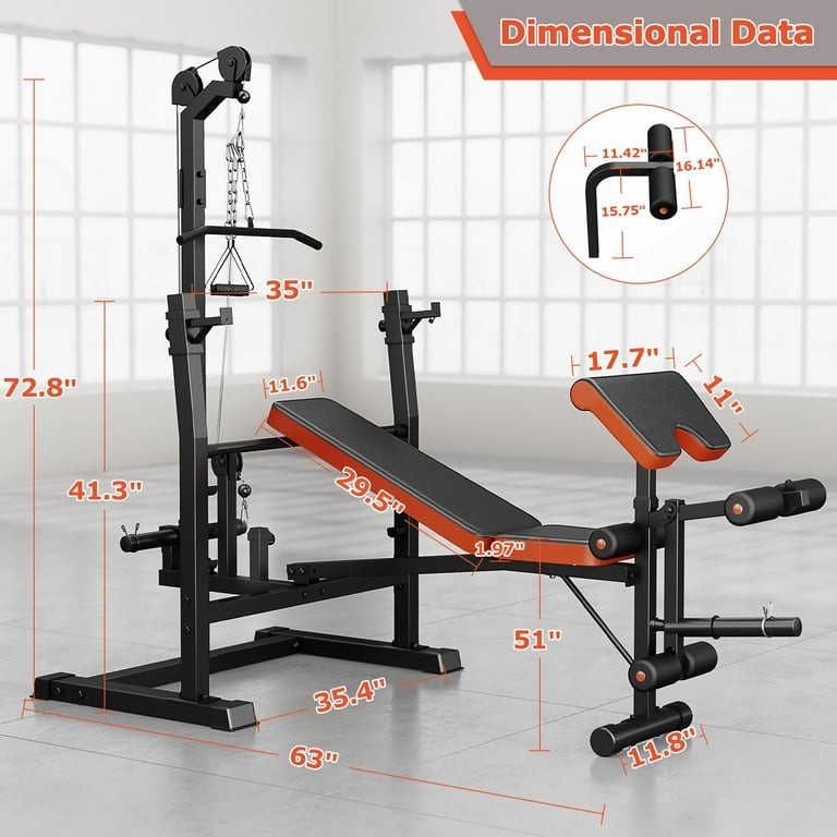 800lbs 10-in-1 Multi-Function Adjustable Weight Bench Press Set See Details New