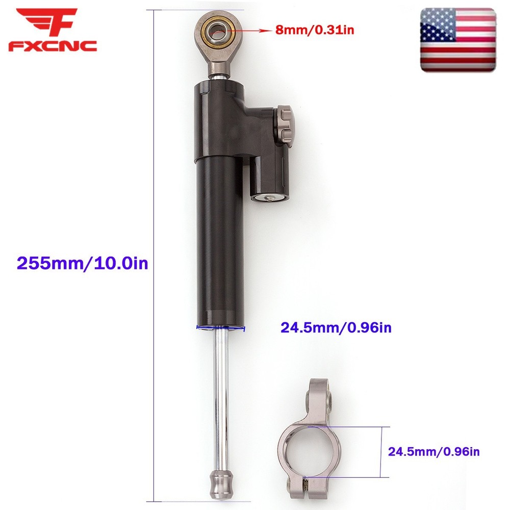 Motorcycle Universal CNC Adjustable Steering Damper Stabilizer Safety Black&Gray
