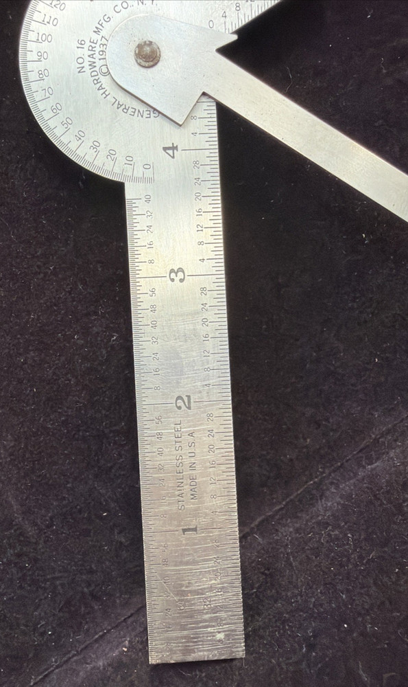 Vintage General SS No. 16 Multi-Use Ruler In Sleeve