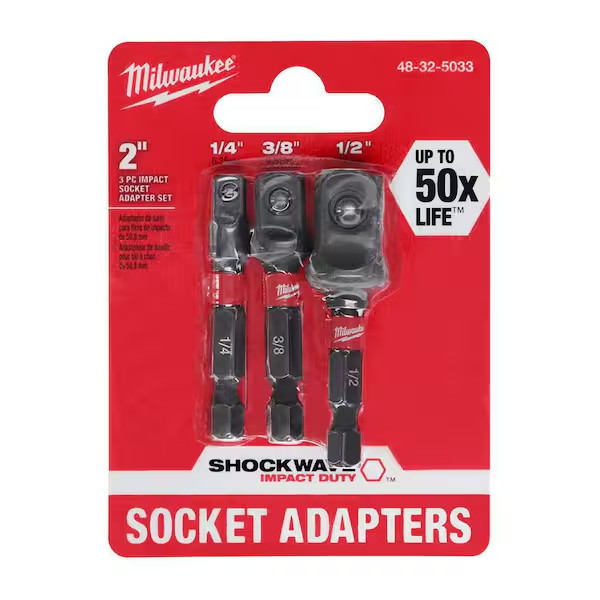 Shockwave Impact Duty 1/4 In. Hex Shank Socket Adapter Set (3-Piece)