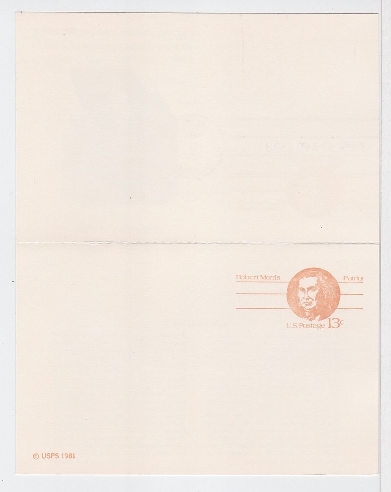 TurtlesTradingPost- Robert Morris Postal Reply Card 1981 #UY33 FDC