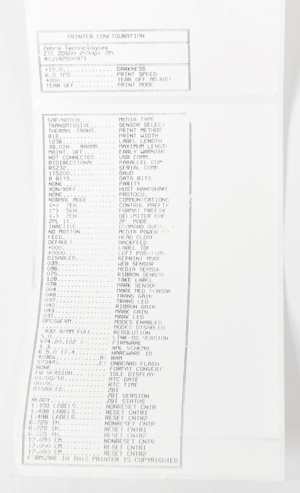 Zebra ZD500 Barcode Label Printer USB Ethernet ZD50042-T01200FZ