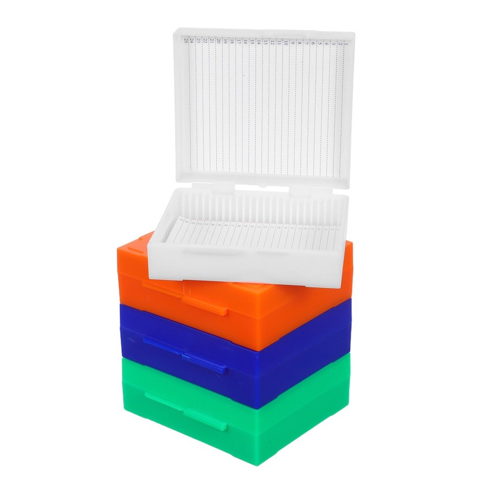 4pcs Laboratory Slide Holder Plastic Boxes 25 Slots Microscope Slide Storage