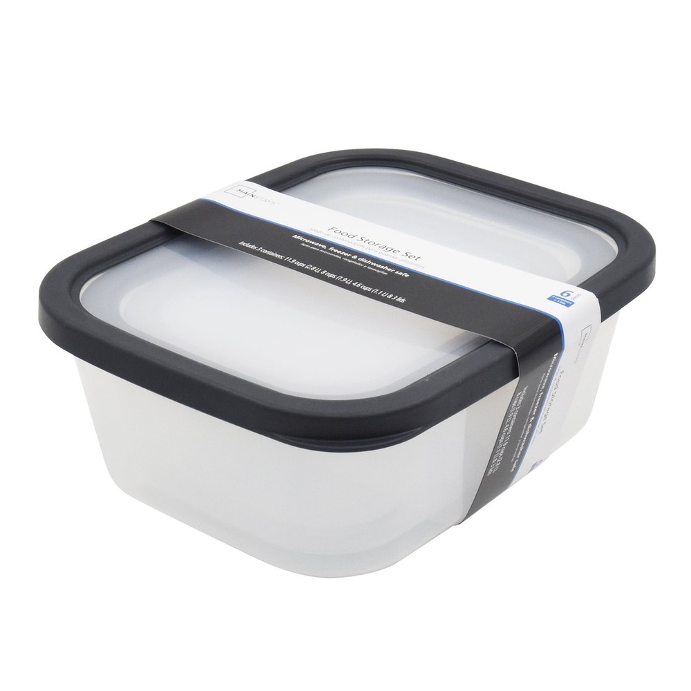 4 pack Durable 6 Piece Plastic Food Storage Container Set Mulit Size Pack Well