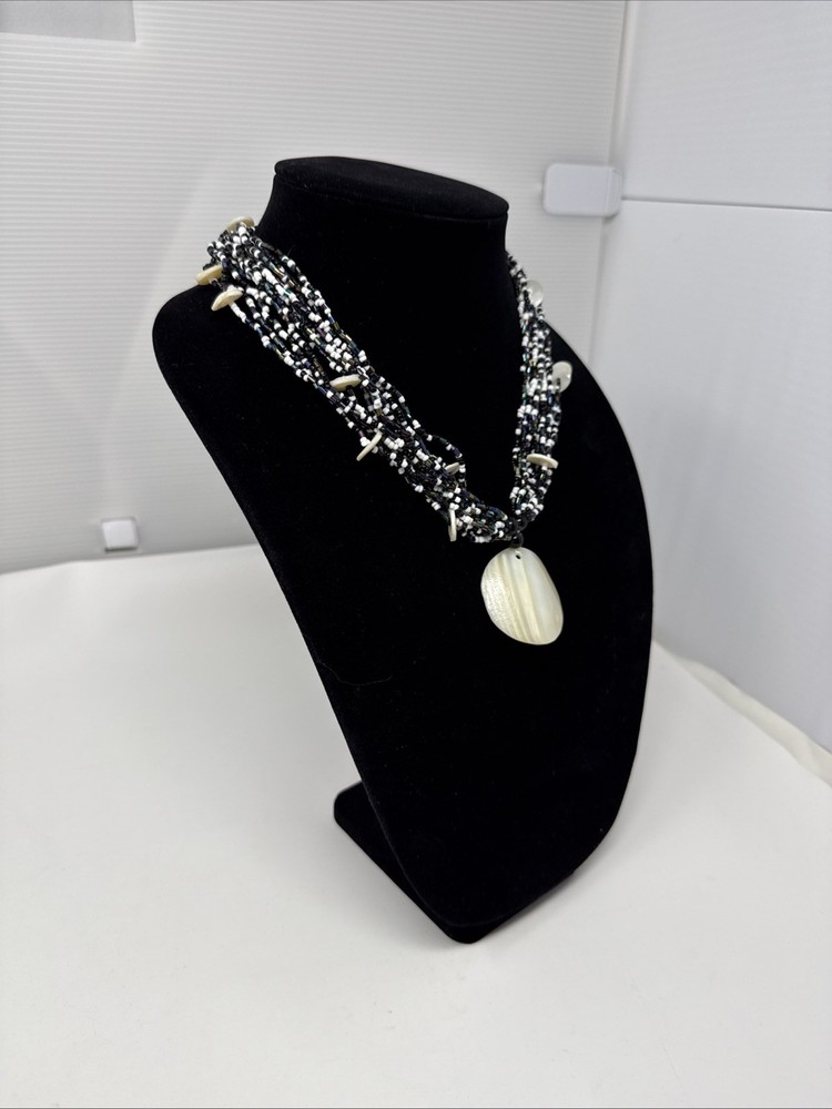 Artisan Made Beaded Necklace ~ Acrylic Statement Tactile Details