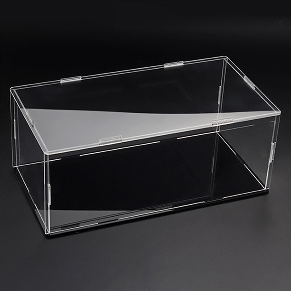 Display Case For 1/18 Scale Model Car with Black Base Clear Storage Stand Box