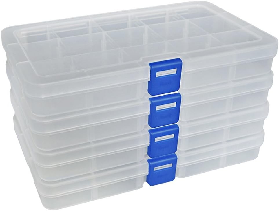 DUOFIRE Plastic Organizer Container Storage Box Adjustable Divider Removable Gri