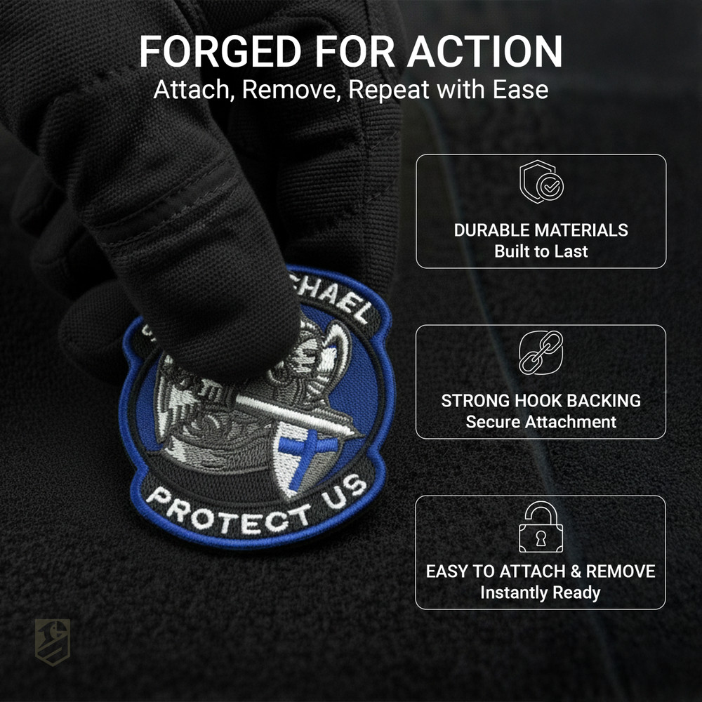 2Pcs Saint Michael Patch, Embroidered Hook & Loop Morale Military St Michael