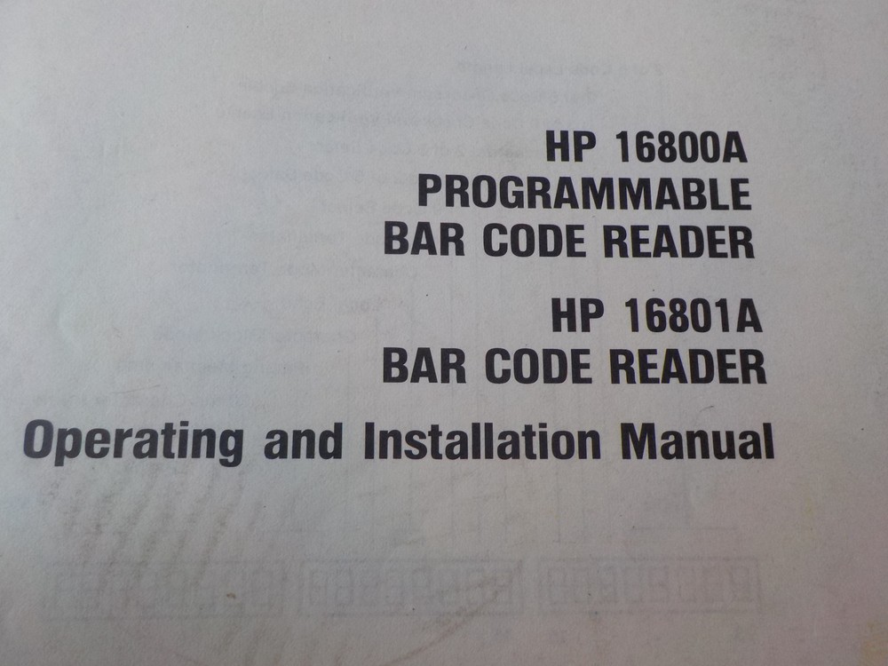 HP 16800A 16801A PROGRAMMABLE BAR CODE READER OPERATING AND SERVICE MANUAL
