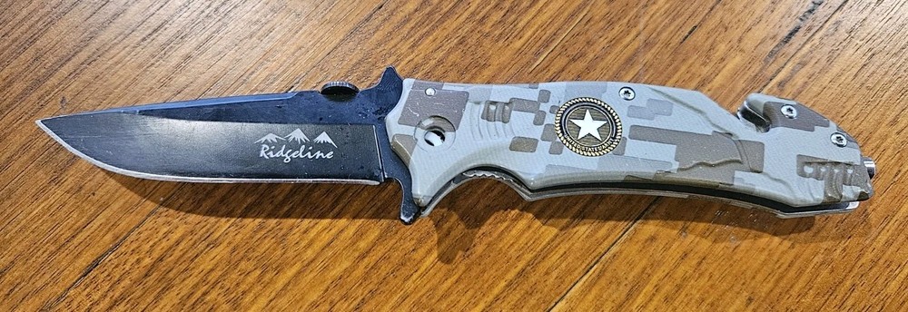 Ridgeline Folding Knife Camo Handle Liner Lock Pocket Clip