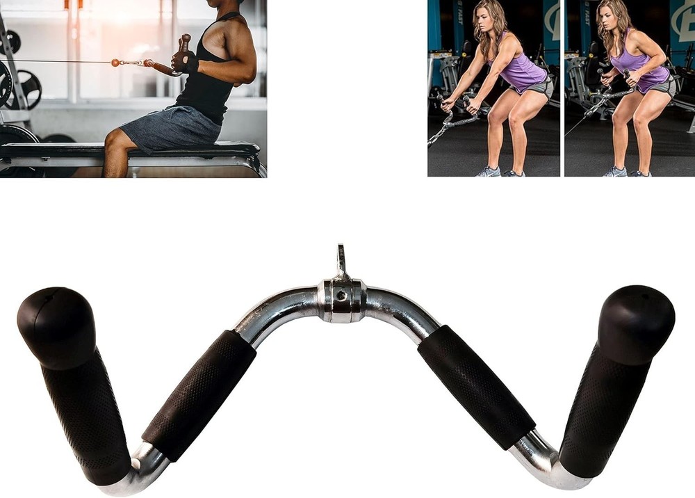 Lat Cable Machine Attachment Curl Pulldown Barbell Revolving Bar Multi-Exerciser