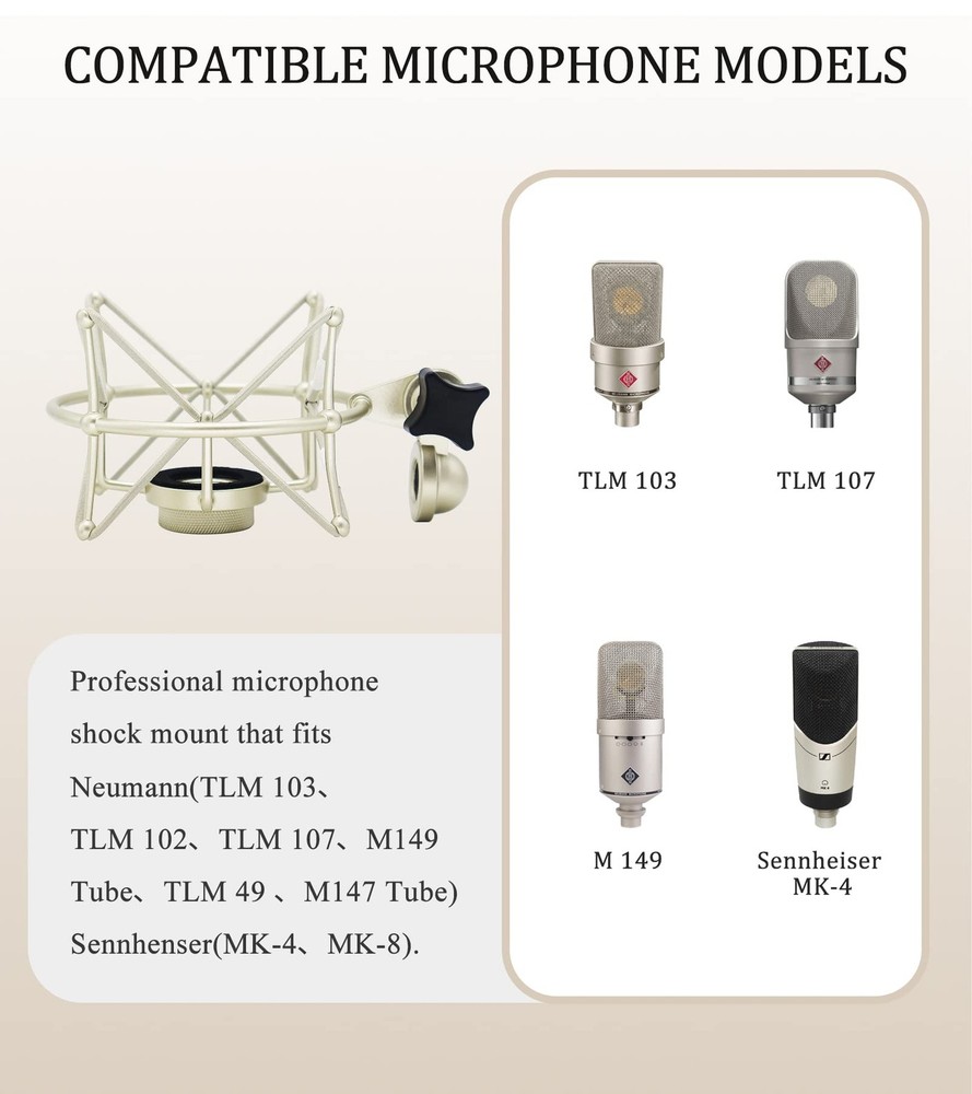TLM 103 Shock Mount - Microphone Compatible for Neumann Medium, Silver