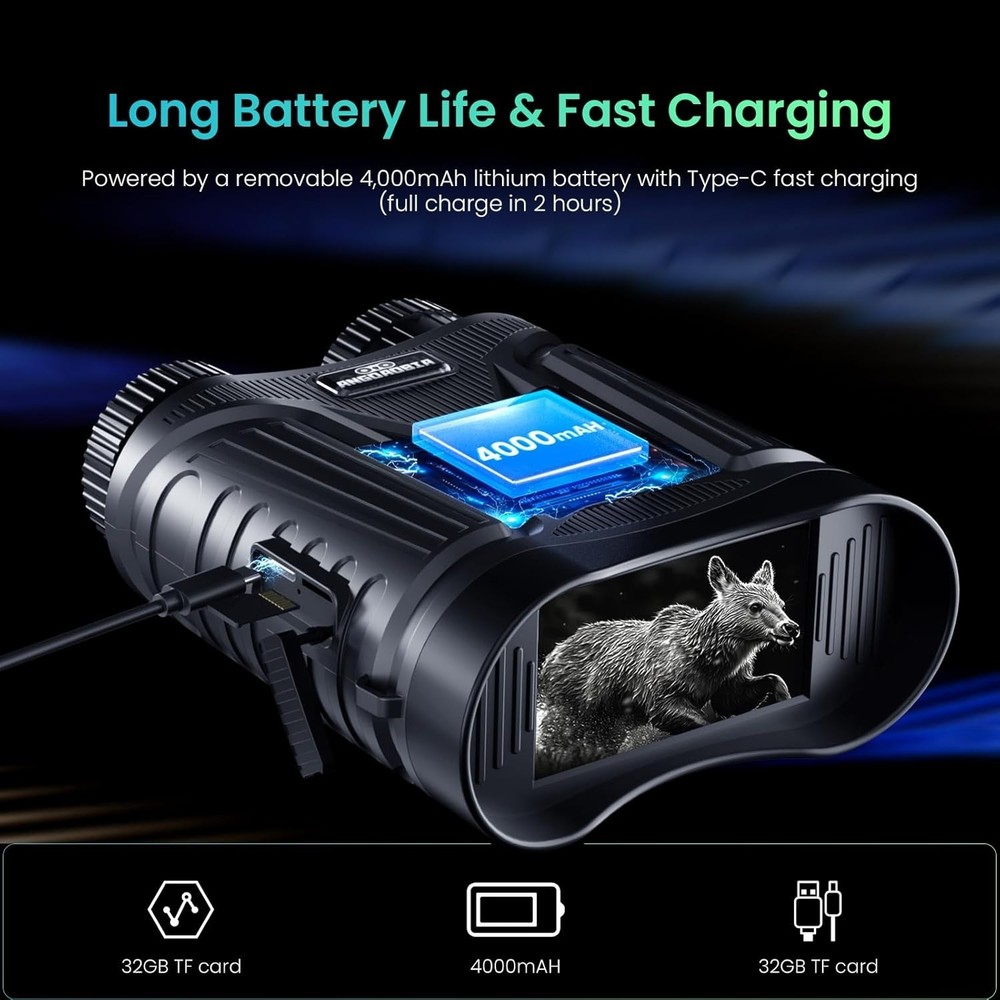 High-Resolution Night Vision Binoculars with IR Illuminator