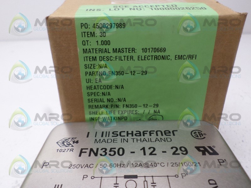 SCHAFFNER FN350-12-29 LINE FILTER NSMP