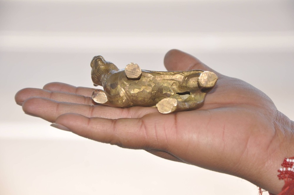 Vintage Brass Handcrafted Engraved Solid Heavy Lion Figurine