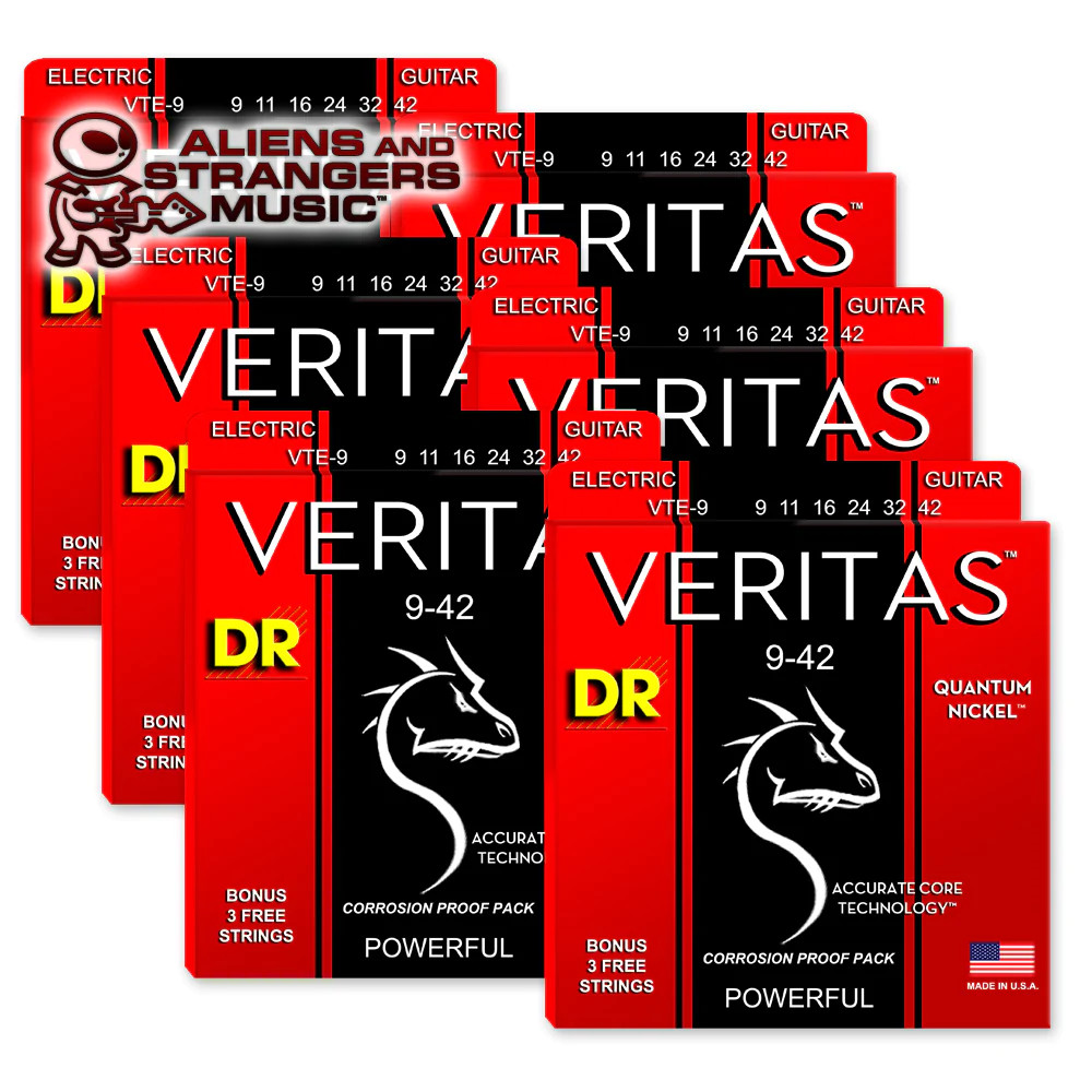 6 Sets! DR Strings VTE-9 Veritas Quantum Nickel Electric Light 9-42