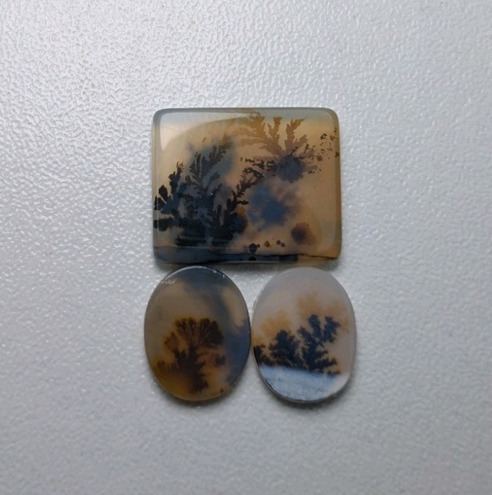3pcs Natural Scenic dendritic round, square Shape