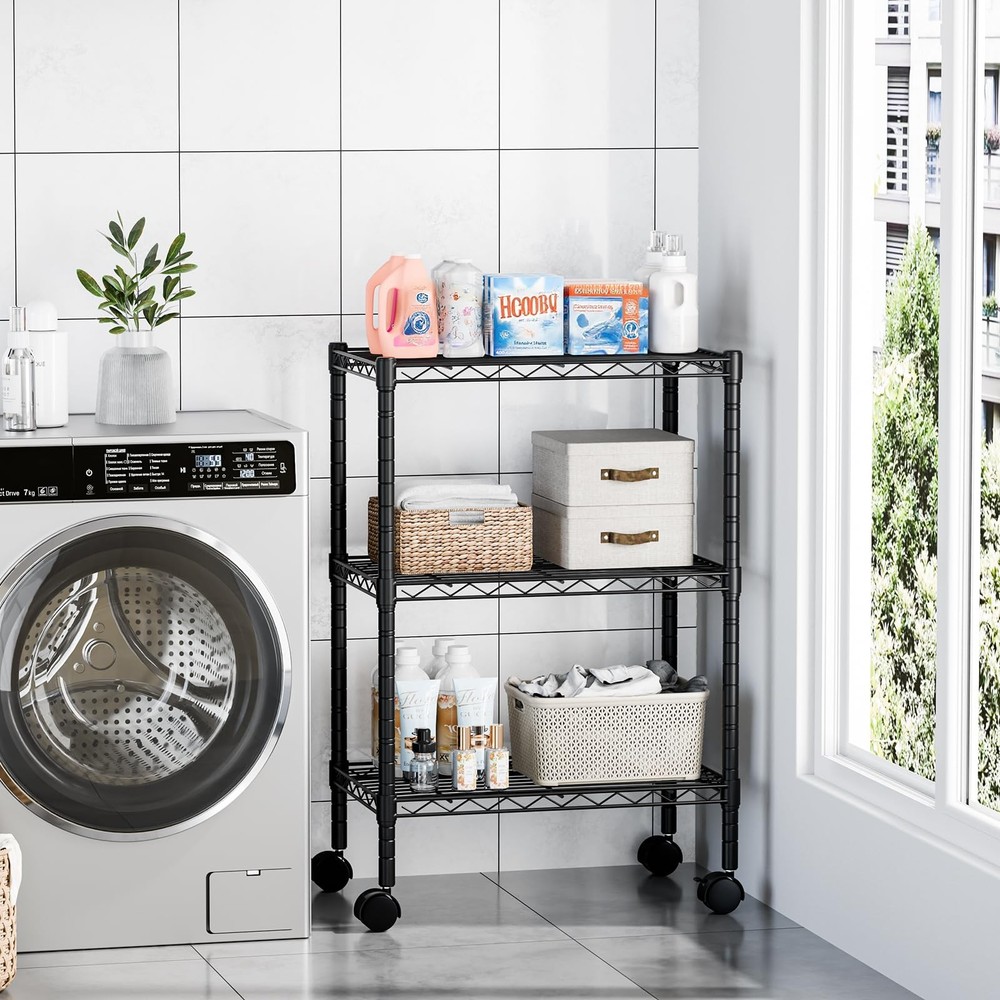 Industrial 3 Level Grid Storage Rack ，Mobile Metallic Shelving System with Lo...