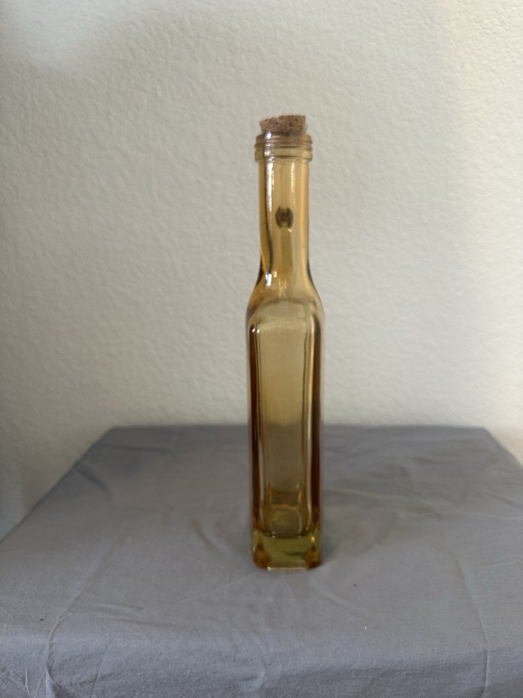 Vintage Amber Bottle With Handle And Cork