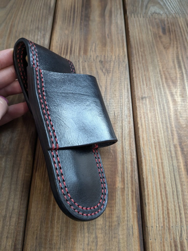 Horizontal scabard leather sheath for buck 110 Folding Hunter