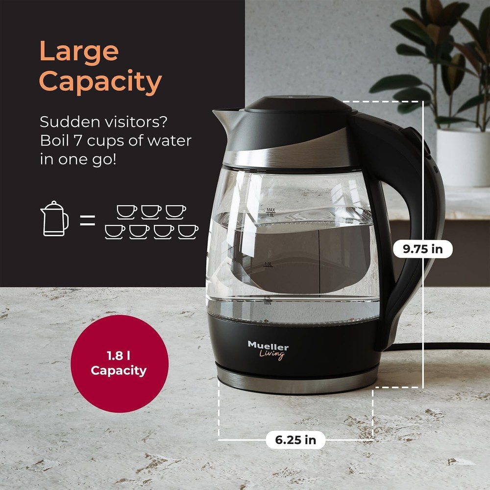 Elegant 1.8L Cordless Electric Kettle - 1500W SpeedBoil with Auto Shutoff