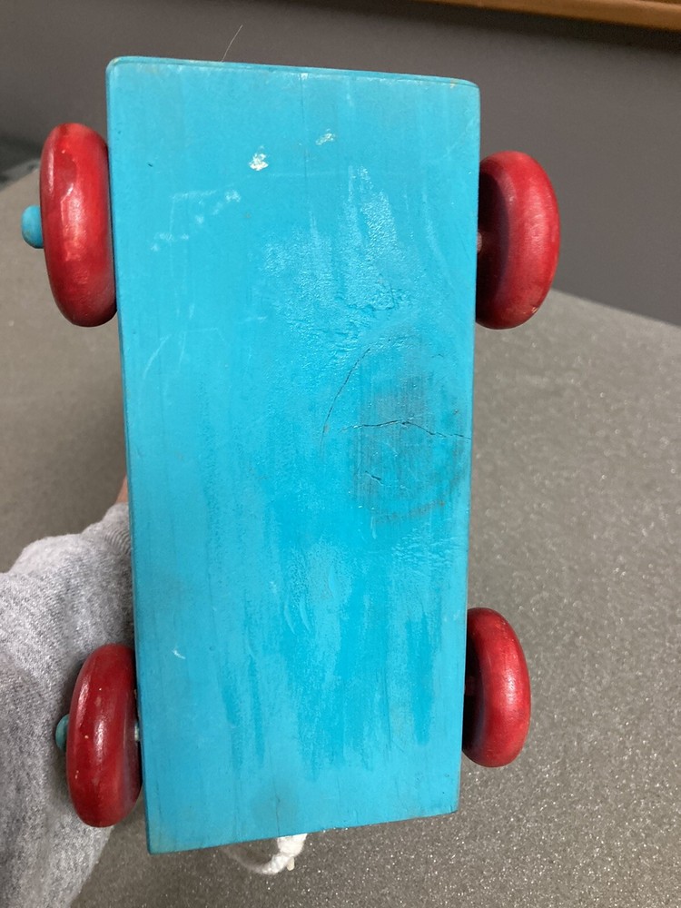 Vintage Wooden Grey Elephant Pull Toy